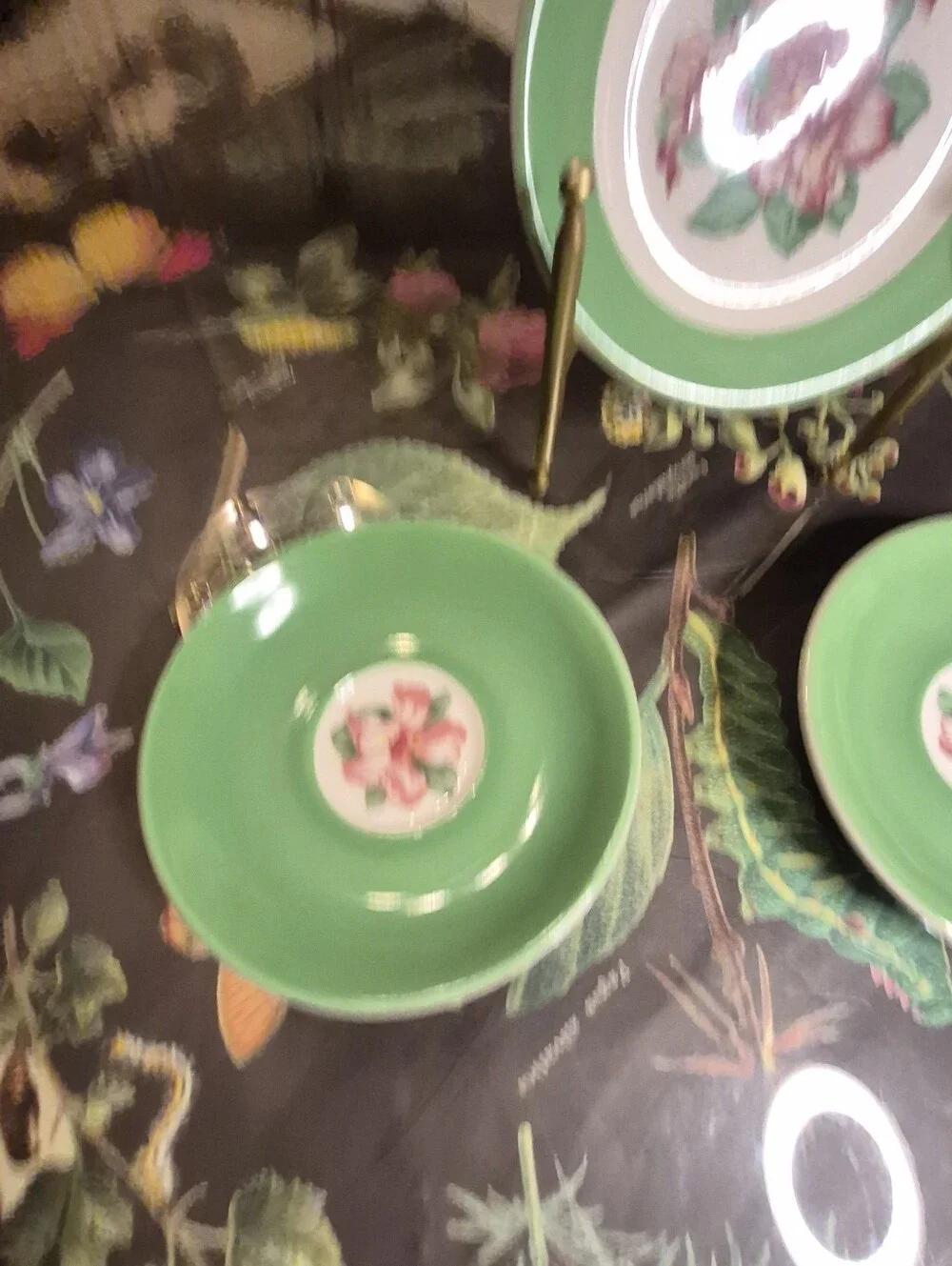 Green Floral Dessert Plates - Set of 3 HOMER LAUGHLIN